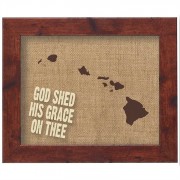 Hawaii Jute Artwork On Silkscreened Glass, Dark Walnut Frame