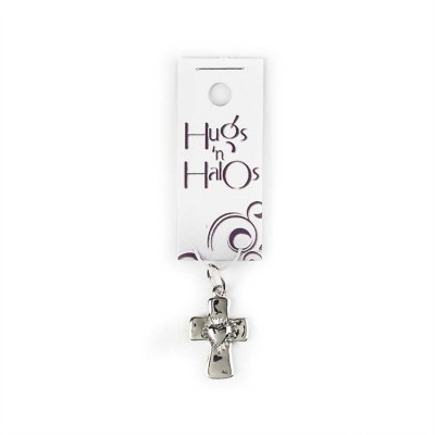 Hugs N Halos Charm Silver Plated Cross With Heart - 714611142072 - 35-5139