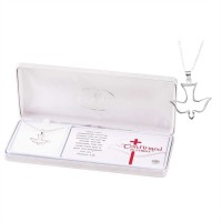 Ladies Silver Plated Curved Open Dove Pendant Necklace - 18 In. Chain
