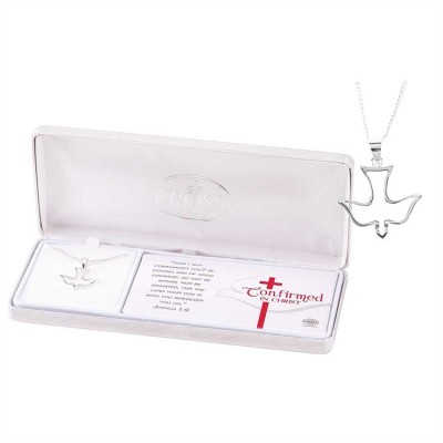 Ladies Silver Plated Curved Open Dove Pendant Necklace - 18 In. Chain - 603799084666 - 73-7576P