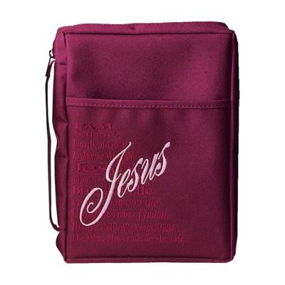 Large Burgundy Names of Jesus Bible Cover - 603799451697 - BCK-472