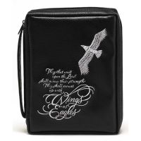 Large Embroidery Wings As Eagles Black Bible Cover