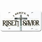 License Plate Plastic I Serve a Risen Savior Matthew 28:6 Pack of 6