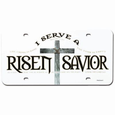 License Plate Plastic I Serve a Risen Savior Matthew 28:6 Pack of 6 - 603799378802 - LP-167
