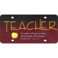 License Plate Plastic Teacher Wisdom Will Enter Your Heart 6pk
