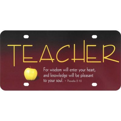 License Plate Plastic Teacher Wisdom Will Enter Your Heart 6pk - 603799519441 - LP-178