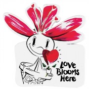 4pk -Magnet Stoneware 3 Inch X 2.5 Inch Love Blooms Here (Pack of 4)