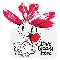 4pk -Magnet Stoneware 3 Inch X 2.5 Inch Love Blooms Here (Pack of 4)