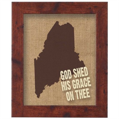 Maine Jute Artwork On Silkscreened Glass, Dark Walnut Frame - 603799586306 - 32DW-810-ME