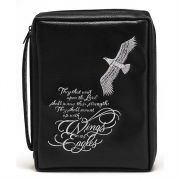 Medium Embroidery Wings As Eagles Black Bible Cover