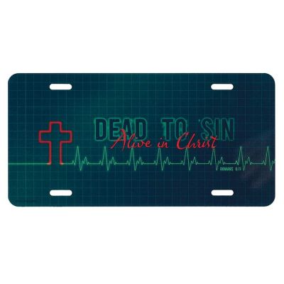 Metal License Plate Dead To Sin Romans 6:11 - (Pack of 3) - 603799575959 - LP-1005