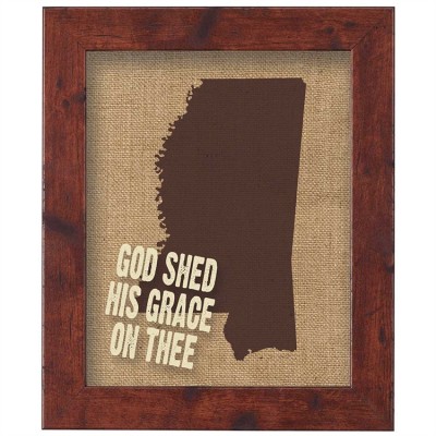Mississippi Jute Artwork On Silkscreened Glass, Dark Walnut Frame - 603799586351 - 32DW-810-MS