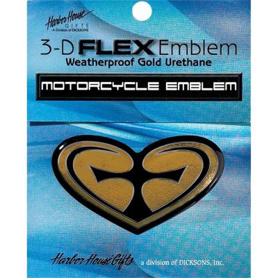 Motorcycle Emblem Domed Polystyrene Gold Heart/C Pack of 6 - 603799345217 - AE-405-G