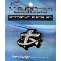 Motorcycle Emblem Domed Polystyrene Silver Cross/Fish Pack of 6