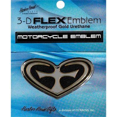 Motorcycle Emblem Domed Polystyrene Silver Heart Pack of 6 - 603799345224 - AE-405-S