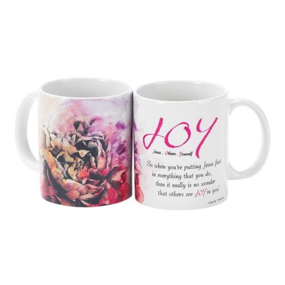 Mug Ceramic 11 Oz. White. J. O. Y (Pack of 2) - 603799585927 - MUG-1023