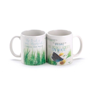 Mug Ceramic Psalm 23 He Restoreth My Soul Pack of 2 - 603799573795 - MUG-1013 Mug Ceramic Psalm 23 He Restoreth My Soul Pack of 2 - 603799573795 - MUG-1013