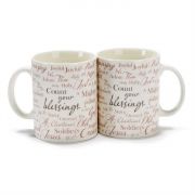 Mug Stoneware 16 oz Count Your Blessings Pack of 2