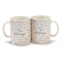 2pk -Mug Stoneware 16 oz Count Your Blessings (Pack of 2)