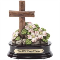 Music Box Resin/Wood Cross with Dogwood