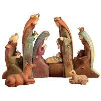 Nativity Set Resin 8pc Nesting