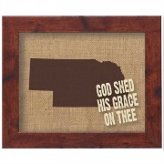 Nebraska Jute Artwork On Silkscreened Glass, Dark Walnut Frame