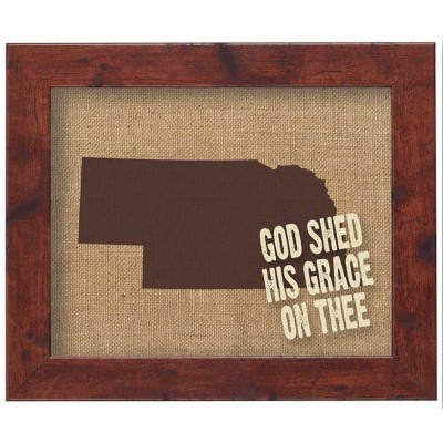 Nebraska Jute Artwork On Silkscreened Glass, Dark Walnut Frame - 603799586399 - 32DW-108-NE