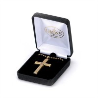 Necklace 1 1/2 Inch Brass Oxide Pewter Cross 24 Inch