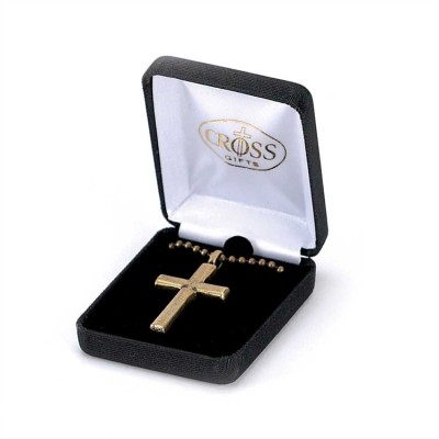 Necklace 1 1/2 Inch Brass Oxide Pewter Cross 24 Inch - 714611182740 - 32-6617