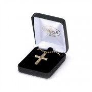 Necklace 1 1/4 Brass Oxide Pewter Grain Cross 24 inch Chain
