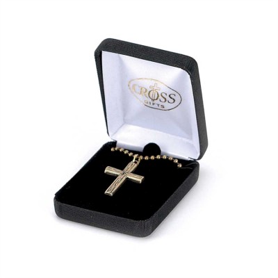 Necklace 1 1/4 Brass Oxide Pewter Grain Cross 24 inch Chain - 714611182733 - 32-6616