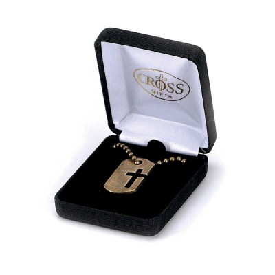 Necklace 1 1/4 Inch Brass Oxide Pewter Cross 24 inch Ball Chain - 714611182788 - 32-6621