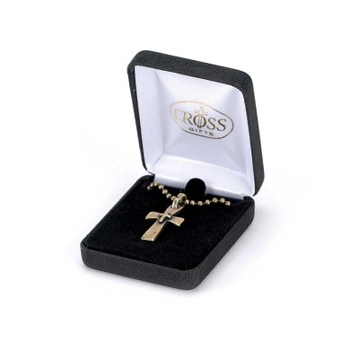 Necklace 1 1/8 Inch Brass Oxide Pewter Cross 24 inch Ball Chain - 714611182764 - 32-6619