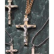 Necklace 2 Tone Gold Plated Crucifix/Silver Plated Corpus