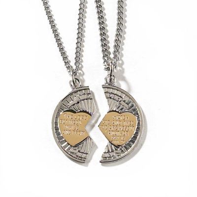 Necklace 2 Tone Mizpah, Silver Plated, 18 Inch & 24 Inch Chains - 714611136422 - 36-1523P