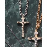 Necklace 2 Tone Silver Plated Crucifix/Gold Plated Corpus