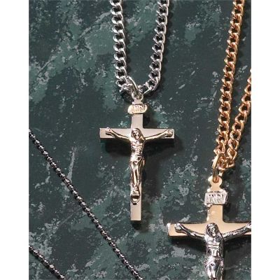 Necklace 2 Tone Silver Plated Crucifix/Gold Plated Corpus - 714611125099 - 32-6601