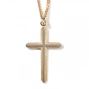 Necklace 2Tone Double Cross, 24 Inch Gold Chain