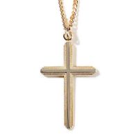 Necklace 2Tone Double Cross, 24 Inch Gold Chain