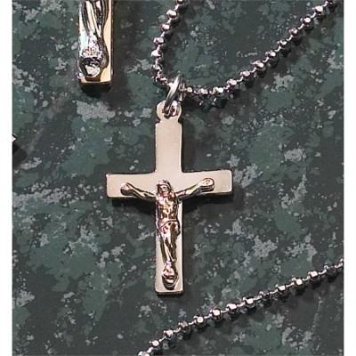 Necklace 2Tone Silver Plated Crucifix/Gold Plated Corpus Gift Box - 714611125129 - 32-6604