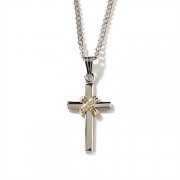 Necklace 3/4in Silver Cross/Gold Rope Silver 18 Inch