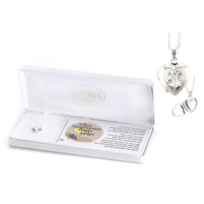 Necklace 3/8 Inch Silver Plated 1st Communion Locket 16 Inch - 714611184881 - 73-7561P