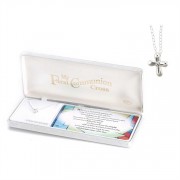 Necklace 5/16 Inch Sterling Silver Petal Cross 16 Inch Chain