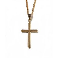 Necklace 7/8 Inch Gold Plated Cross Gold 18 Inch Chain