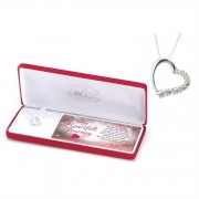 Necklace 9/16 Inch Heart W Cubic Zirconia Stones 18 Inch Chain