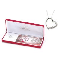 Necklace 9/16 Inch Heart W Cubic Zirconia Stones 18 Inch Chain