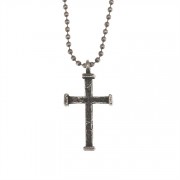 Necklace Brass Oxide Box Cross 24 Inch Chain w/Box