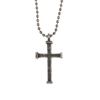 Necklace Brass Oxide Box Cross 24 Inch Chain w/Box - 714611175537 - 32-6325