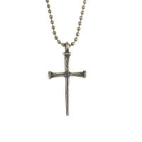 Necklace Brass Oxide Large Nail Cross 24 Inch Chain