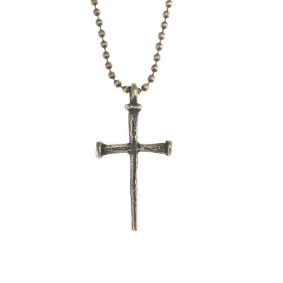 Necklace Brass Oxide Large Nail Cross 24 Inch Chain - 714611175483 - 32-6326